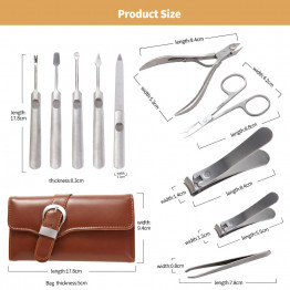 10PCS Manicure Set Genuine Leather Nail Care Personal Manicure & Pedicure Set, Manicure Travel & Grooming Set Kit Nail Clipper