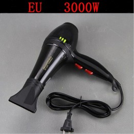3000W AC Motor NEW 2016 Low Noise Electric Handle Hair Dryer Black Professional Blow Dryer Bathroom Salon Equipment 220V EU