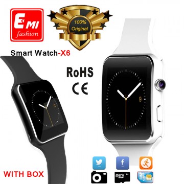 E-MI Bluetooth Smart Watch X6 E6 Smartwatch sport watch For Apple iPhone ios Android Phone With Camera Support SIM Card P130