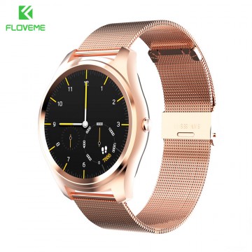FLOVEME K7 Bluetooth Smart Watch Man Woman Watch Full Stainless Steel Wristwatch For iPhone IOS Samsung Android Gold Smartwatch