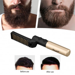 Foldable Men's Beard Straightening Comb Cordless Vibration Hair Straightener Iron Electric Straighten Brush Quick Hair Styler 45