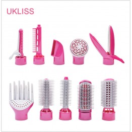 Freeshipping 10 in1 Multifunctional Hair curlers styling tools hair sticks hair dryer hair brush with rotation diagnostic-tool