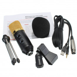 LEORY USB Microphone Condenser Kit Sound Studio Recording Wired Microphone Mic With Stand Mount For Braodcasting KTV Karaoke
