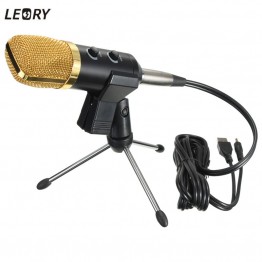 LEORY USB Microphone Condenser Kit Sound Studio Recording Wired Microphone Mic With Stand Mount For Braodcasting KTV Karaoke