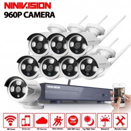 New Plug and Play Wireless Security System 8CH  NVR Kit 960P HD Waterproof indoor Outdoor IP WIFI Surveillance Camera system