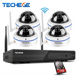Techege Plug and Play 4CH Wireless NVR Kit P2P 1080P HD Outdoor/indoor IR Night Vision Security IP Camera WIFI CCTV System