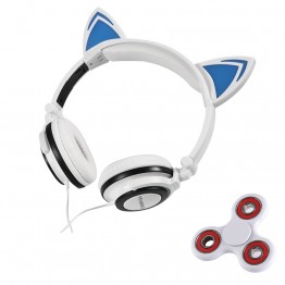 Tri-Spinner Fidget and Foldable Flashing Glowing cat ear headphones Gaming Headset Earphone with LED light For PC Mobile Phone